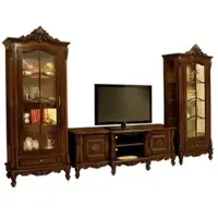 Casa Padrino Luxus Barock Wohnzimmer Set Dunkelbraun - 1 Barock TV Schrank & 2 Barock Vitrinen - Luxus Wohnzimmer Möbel im Barockstil - Barock Möbel - Edel & Prunkvoll