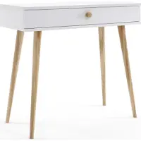 Bettso Schminktisch Konsolentisch mit Schublade auf hohen Holzbeinen für Schlafzimmer, Jugendzimmer 90 x 80 cm IKON Weiß