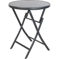 Linder Exclusiv GmbH Klappbarer Bistrotisch rund mit Glasplatte 70 cm, aus Metall Rahmen Dunkelgrau, Glasplatte Grau, tempered glass