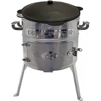Grillpeter Utschak Aidos Edelstahl 1,5 mm mit Kazan aus Gusseisen 10L