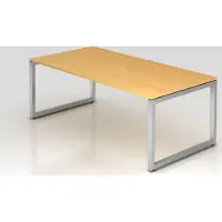 Proregal - Büromöbel mit top Leistungsdaten Schreibtisch Pavo | Buche | Silber Gestell | BxT 200x100cm | Arbeitshöhe 65-85cm | höhenjustierbar, 1cm Raster | O-Fuß-Gestell eckig | Rechteckform mit schwebender Tischplatte