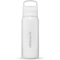 LifeStraw Go Polar White GOST-650ML-WHT Stainless Steel, Wasserflasche mit 2-Stage Filter, 650 ml