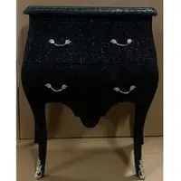 Casa Padrino Barock Kommode Schwarz Glitzer Look / Silber - Handgefertigte Barockstil Nachtkommode mit 2 Schubladen - Barock Möbel - Schlafzimmer Möbel im Barockstil