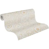 A.S. Création Vliestapete "Terra Tapete Vintage Fliesen" gemustert matt neutral strukturiert Fliesen-Tapete Fliesenoptik Patchwork strukturiert Glitzer Tapeten