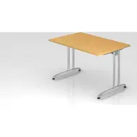 Proregal - Büromöbel mit top Leistungsdaten Schreibtisch Markku | Buche | BxT 120x80cm | Arbeitshöhe 72cm | höhenjustierbar 0-10 mm | C-Fuß-Gestell Silber | Rechteckform