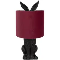Clayre & Eef Tischlampe Kaninchen Ø 20x43 cm Schwarz Rot Kunststoff