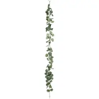 Everlands Kunst Pflanzen Girlande mit Eukalyptus 12x180cm Kunstblumengirlande Pflanzengirlande Dekoblumen Hängedeko Tischdeko Blumenranken Grün