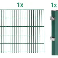Alberts Doppelstabmattenzaun - Anbauset, Höhe 160 cm, Länge 2 m, grün, zum Einbetonieren
