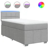 vidaXL Boxspringbett mit Matratze Hellgrau 90x200 cm Stoff