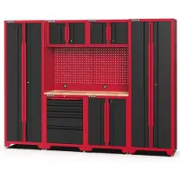 Feistos , Werkstatteinrichtung "Juno 14", schwarz/rot, 264 x 46 x 198 cm (B x T x H), 2 Hochschränke