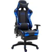 TPFLiving Racing Bürostuhl Turbine mit Fußablage glanz schwarz/blau