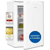 Exquisit Gefrierschrank, Tiefkühlschrank, 85 Liter, 4-Sterne-Gefrieren, klein, kompakt, 2 Gefrierschubladen, 1 Gefrierfach, GS81-050C weiss