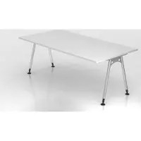 Proregal - Büromöbel mit top Leistungsdaten Schreibtisch Keijo | Weiß | BxT 200x100cm | Höhe 68-76cm | stufenlos höhenverstellbar | A-förmiges Rundrohrgestell Silber | Rechteckform
