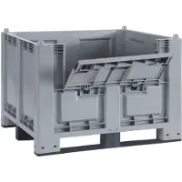 BRB-Lagertechnik Palettenbox mit Kommissionierklappe und 3 Kufen, LxBxH 1200x800x850 mm