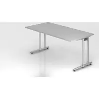 Proregal - Büromöbel mit top Leistungsdaten Schreibtisch Mauno | Grau | BxT 160x80cm | Arbeitshöhe 72cm | höhenjustierbar 0-10 mm | C-Fuß-Gestell Silber | Rechteckform