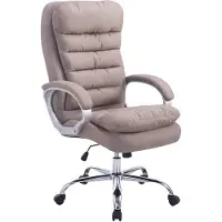 DELUKE Bürostuhl SOUK Stoff - 116x68x77, Taupe | Stoff | Metall in Chromoptik Gestell | ergonomische Bürostühle Homeoffice Stuhl mit Rollen