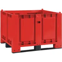 BRB-Lagertechnik Palettenbox mit 3 Kufen, LxBxH 1200x800x850 mm, Boden/Wände geschlossen, rot