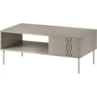 Mirjan 24 Couchtisch Tresse, Wohnzimmer Kaffeetisch mit Einlegeboden (Farbe: Beige)