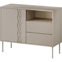 Mirjan 24 Kombikommode Tresse 1D2S, Wohnzimmer Kommode mit Drehtür und zwei Schubladen, Metallfüße (Farbe: Beige)