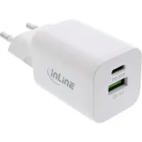 InLine Power Delivery + Quick Charge USB Netzteil, 33W, USB-A + USB-C, weiß, Drinnen, AC, 20 V, Weiß