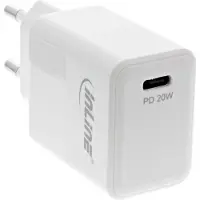 InLine USB PD Netzteil Ladegerät Single USB-C, Power Delivery, 20W, weiß, Drinnen, AC, 12 V, Weiß