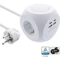 InLine Charging Cube, 3x Schutzkontakt, 2x USB-C, 2x USB-A, weiß, 2m, 2 m, Drinnen, Gerade, Weiß, 1 AC-Ausgänge, 220 - 250 V