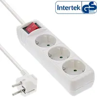 InLine Steckdosenleiste, 3-fach Schutzkontakt, mit Schalter, weiß, 5m, 5 m, Abgewinkelt, 1,5 mm², Weiß, Kunststoff, 3 AC-Ausgänge