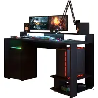Parisot Kinderschreibtisch "Gaming", schwarz, B:152cm H:85cm T:61cm, Tische, Kinderschreibtisch, Gamingtisch, Jugendschreibtisch, Schreibtisch, inkl. LED Beleuchtung, Topseller