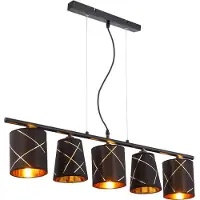 Etc-shop RGB LED Pendellampe, Metall, Textil, schwarz, goldfarben