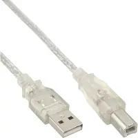 InLine USB 2.0 Kabel, A an B, transparent, 5m