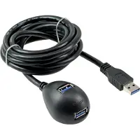 InLine USB 3.2 Gen.1 Verl., USB A Stecker / Buchse, schwarz, mit Standfuß, 2m, 2 m, USB A, 2 x USB A, USB 3.2 Gen 1 (3.1 Gen 1), Stecker/Buchse, Schwarz