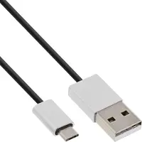 InLine Micro-USB 2.0 Kabel, USB-A ST an Micro-B ST, schwarz/Alu, flexibel, 5m, 5 m, USB A, Micro-USB B, USB 2.0, Männlich/Männlich, Schwarz