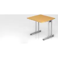 Proregal - Büromöbel mit top Leistungsdaten Schreibtisch Mauno | Buche | BxT 80x80cm | Arbeitshöhe 72cm | höhenjustierbar 0-10 mm | C-Fuß-Gestell Silber | Rechteckform