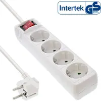 InLine Steckdosenleiste, 4-fach Schutzkontakt, mit Schalter, weiß, 5m, 5 m, Drinnen, Typ F, Type F (CEE 7/4), Abgewinkelt, 1,5 mm²