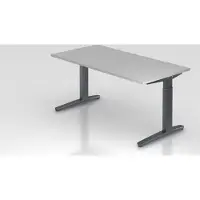 Proregal - Büromöbel mit top Leistungsdaten Schreibtisch Mika | Grau | Graues Gestell | BxT 160x80cm | Arbeitshöhe 65-85cm | höhenjustierbar, 1cm Raster | C-Fuß-Gestell | Rechteckform
