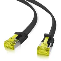 Helos Patchkabel Cat 6a Ultraflach U/FTP RJ45 schwarz 15m AWG32