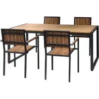 Gastronoble Bolero Stahl- und Akazienholzstühle mit Armlehnen + 1 Tisch 120x80cm - 1 Set