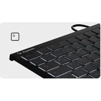 Keysonic KSK-5011ELC (DE) Mini Tastatur, Hintergrundbeleuchtung, integrierter Nummernblock, Combo, schwarz, Kabelgebunden, USB, Membran Key Switch, QWERTZ, LED, Schwarz