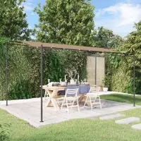 PUEAZU Markise Taupe 4x3 m 180 g/m² Stoff und Stahl - Pavillons & Partyzelte &32275