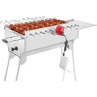 BEM Rambo Mangal Schaschlikgrill, Grillset mit Zubehör inkl. Powerbank + Motor, Elektrisch, Edelstahl, Klappbar, Holzkohlegrill mit Spießen