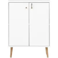 Proregal Aktenschrank Grizzly HxBxT 86 x 40 x 40 cm 2 Fächern & 2 Abschließbare Flügeltüren Weiß