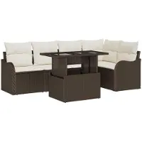 vidaXL Gartensofa-set 6 stk. Braun Poly Rattan