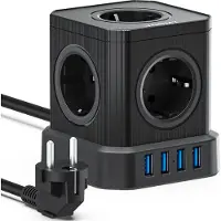 Voomy Power Cube S5, 2 m, Drinnen, Acrylnitril-Butadien-Styrol (ABS), Polycarbonat (PC), Schwarz, CE, 5 AC-Ausgänge