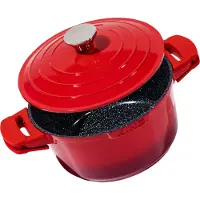 King Ø28cm Schmortopf ca. 13cm hoch SHINE RED aus Aluguss mit Keramikbeschichtung Innen: FUSION TI / mit Aluguss Deckel / inkl. Leicht abnehmbare Silikon-Pads / Farbe: Rot