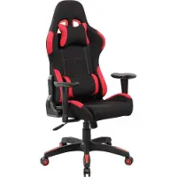 Dmora Gaming-Stühl Daren, Gaming-Sessel für Erwachsene, Schreibtischstuhl, 57x72h124/134 cm, Schwarz und Rot