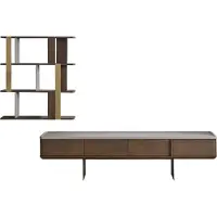 Xl Moebel Gmbh Braunes Wohnzimmer Set Stabiler TV-Schrank Designer Holz Ablageregale