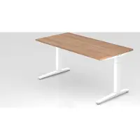 Proregal - Büromöbel mit top Leistungsdaten Schreibtisch Mika | Nussbaum | Weißes Gestell | BxT 160x80cm | Arbeitshöhe 65-85cm | höhenjustierbar, 1cm Raster | C-Fuß-Gestell | Rechteckform