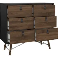 Ebuy24 Rye Kommode 6 Schubladen mattschwarz, Walnuss Nachbildung.