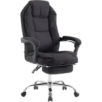 DELUKE Bürostuhl MEDHA Stoff - 114x67x64, Schwarz | Stoff | Metall in Chromoptik Gestell | ergonomische Bürostühle Homeoffice Stuhl mit Rollen
