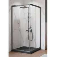 Breuer Eckeinstieg mit Schiebetür EKTOS Express Q72 80-90 x 180 cm cm Klarglas Profilfarbe silber 1303001001032